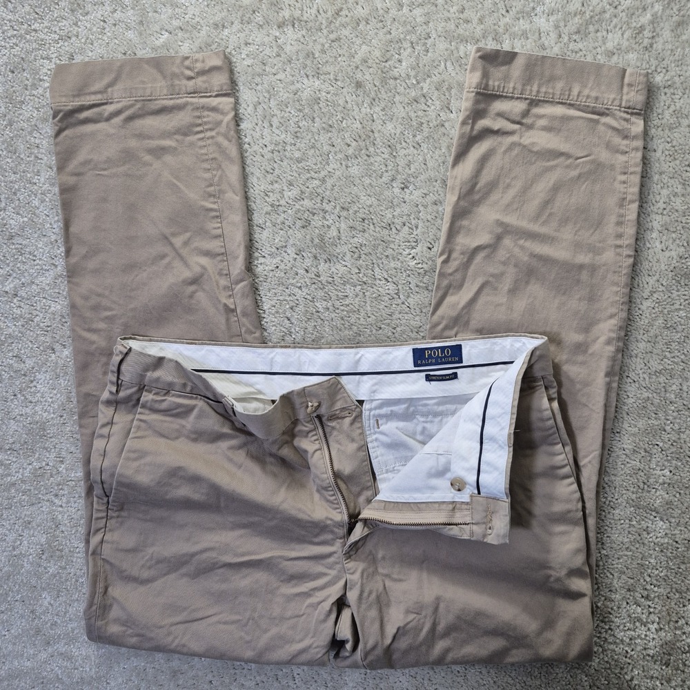 Polo Ralph Lauren Pants Actual 35/30 Khaki Slim Straight Stretch Chino Academia